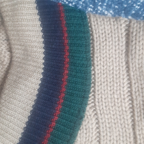 Gant The Rugger 100% Wool 1980s Cableknit Triple Stripe Cricket Sweater, MINT!!! - Picture 4 of 12